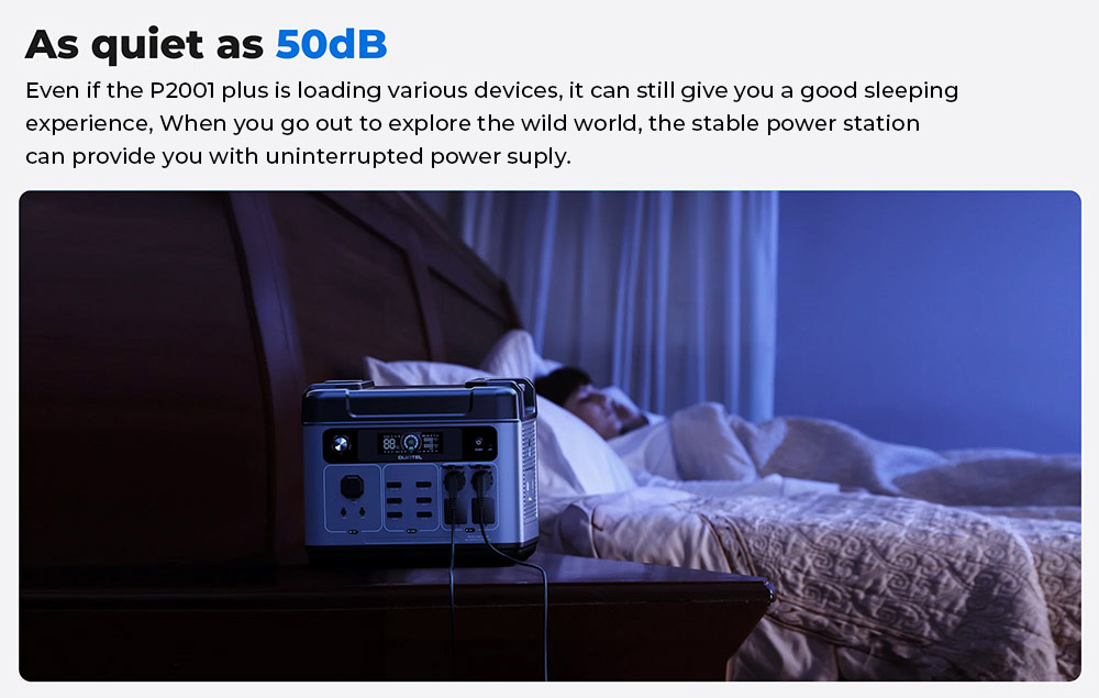 OUKITEL P2001 Plus Portable Power Station, 2400W AC Output, 2048Wh LiFePO4 Battery, 13 Outlets, 80% Charge in 1Hr, Smart APP Control, Adjust at 400W/800W/1200W/1800W, 2000W UPS < 10ms, Max. 500W Solar Input, IP54 Dust-Proof & Splash-Proof