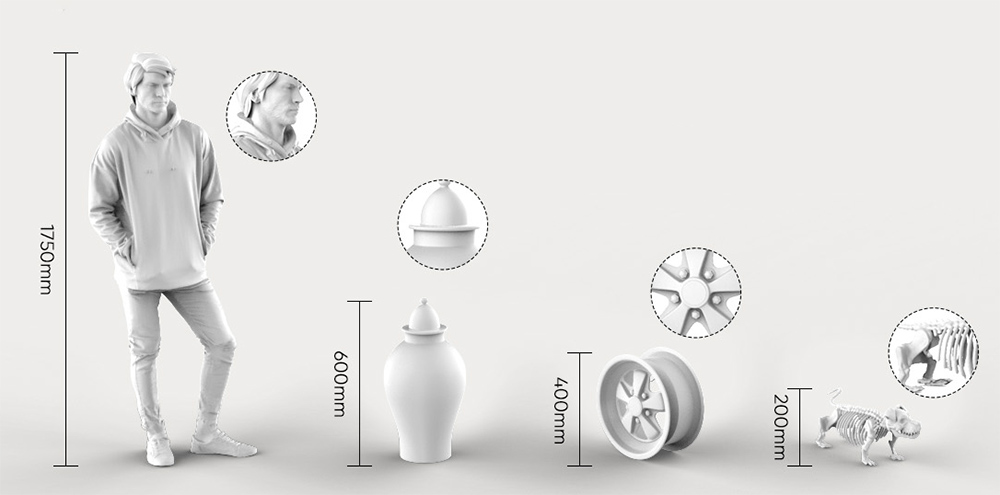 3DMakerpro Moose 3D Scanner, 0.03mm Accuracy, 0.07mm Resolution, Blue LED Light Source, 24-bit Color Camera, Al Visual Tracking, 10fps Frame Rate, Anti-Shake Lenses, Compatible with Windows/MacOS