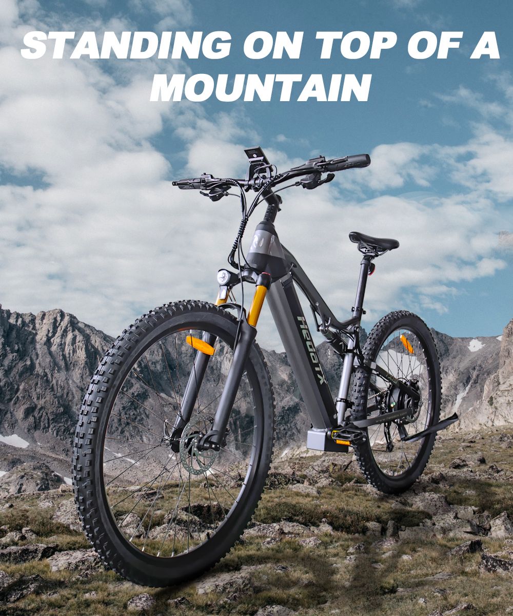 Heda TX TX19 Vélo électrique, moteur 1000 W, batterie 48 V 19,2 Ah, pneu 29 x 2,4 pouces, vitesse maximale 45 km/h, autonomie 70 km, frein à disque hydraulique, fourche avant amortissante, écran LCD coloré, 27 vitesses - Bleu