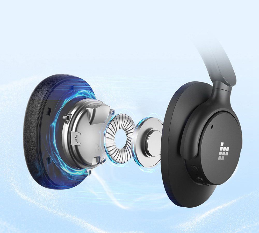 Tronsmart Sounfii Q20 ANC Bluetooth Headphones, 50 Hours Autonomy, 90° Swiveling Earpads, Pair with 2 Devices, Tronsmart App Control, Built-in Mic for Clear Calls, Active Noise Cancellation - Black