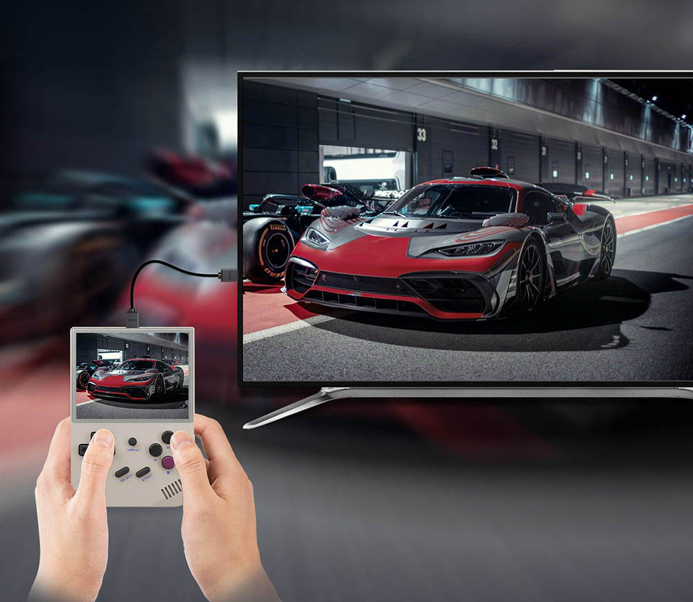 ANBERNIC RG35XX (2024 Version) Game Console, 3.5 Inch IPS Screen, Linux System, 64GB+64GB TF Card with 5000+ Games, 7 Hours of Playtime - Grey