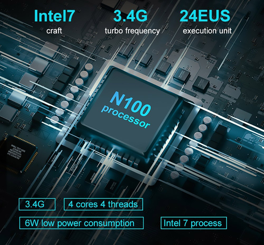 N100 Mini PC, 12th Gen Intel Alder Lake N100 up to 3.4GHz, 8GB DDR5 4800MHz 256GB M.2 SSD, 1xHDMI 2.0 1xDP 4K@60Hz Dual Display, 1xUSB 3.0 3xUSB 2.0 2x1000Mbps RJ45 Ethernet LAN 3.5mm Audio, 2.4/5GHz Dual Wi-Fi BT 4.2, Windows 11 Pro - EU Plug