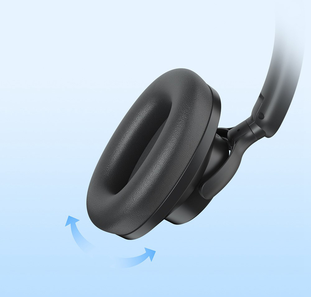 Tronsmart Sounfii Q20 ANC Bluetooth Headphones, 50 Hours Autonomy, 90° Swiveling Earpads, Pair with 2 Devices, Tronsmart App Control, Built-in Mic for Clear Calls, Active Noise Cancellation - Black