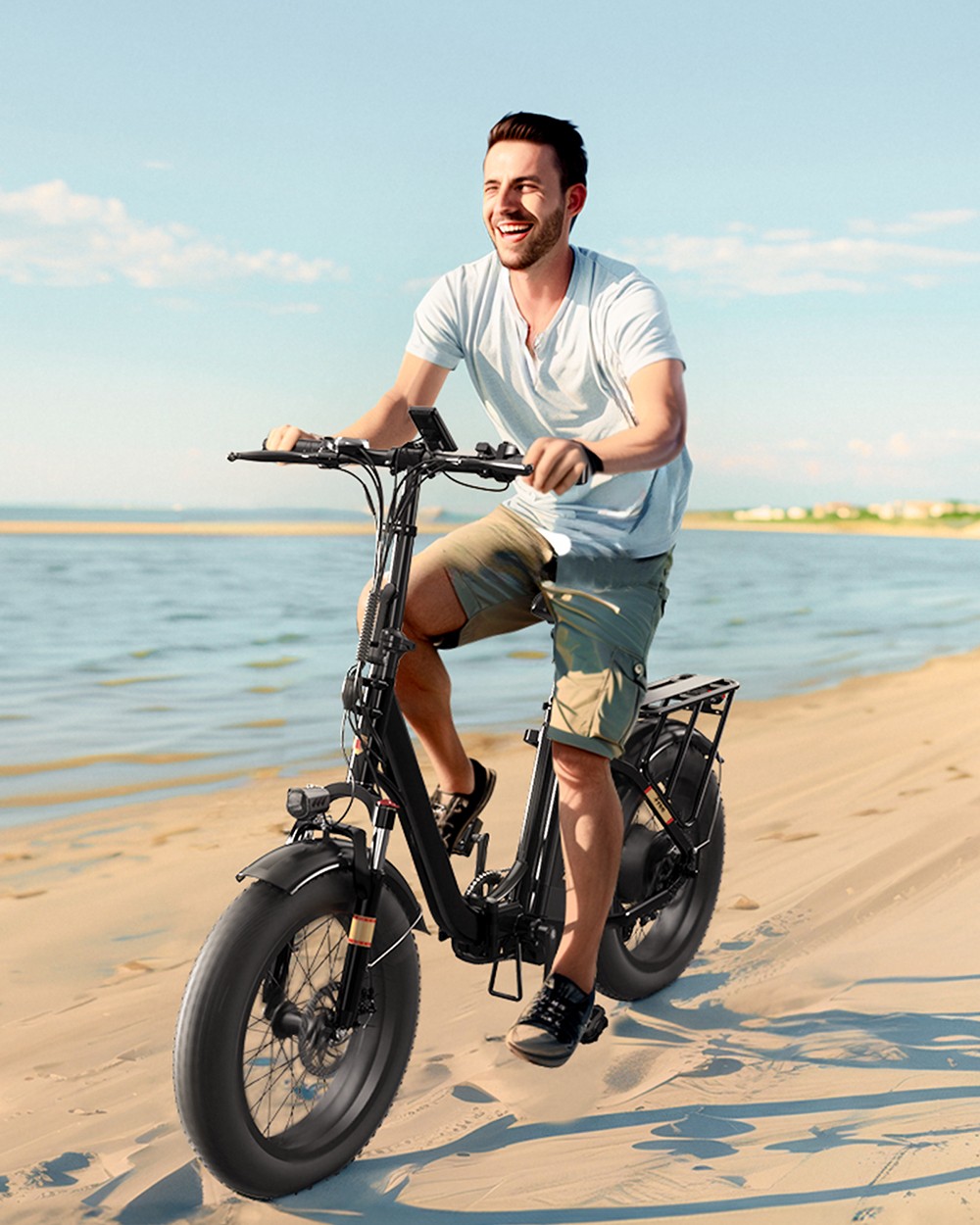 Free Elektrofahrrad, 250-W-Motor, 48-V-15,6-Ah-Akku, 20 x 3,0-Zoll-Reifen, 25 km/h Höchstgeschwindigkeit, 120 km Reichweite, Scheibenbremse vorne und hinten, Vorderradfederung, Shimano 7-Gang