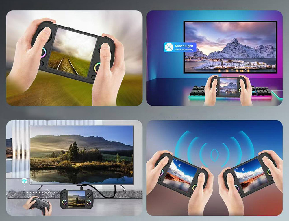 ANBERNIC RG CubeXX Game Console, 3.95-inch 720*720 IPS Screen, Linux 64-bit, 5G WiFi Bluetooth 4.2, Moonlight Streaming, 6.5 Hours of Playtime, RGB Light - White