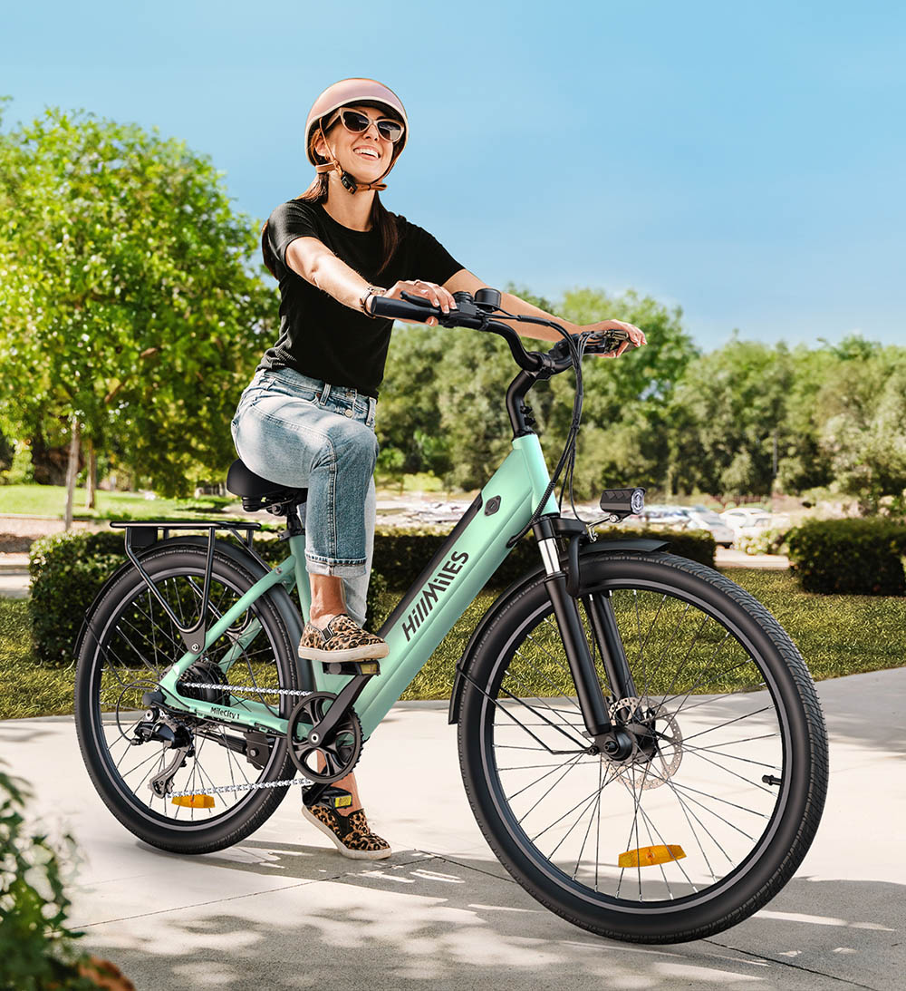 HillMiles MileCity1 Electric Bike, 250W Motor, 36V 13AH Battery, 26-inch Tire, 32km/h Max Speed, 100km Max Range, Shimano 7-speed, Mechanical Disc Brake, Front Fork Suspension, IP65 Waterproof
