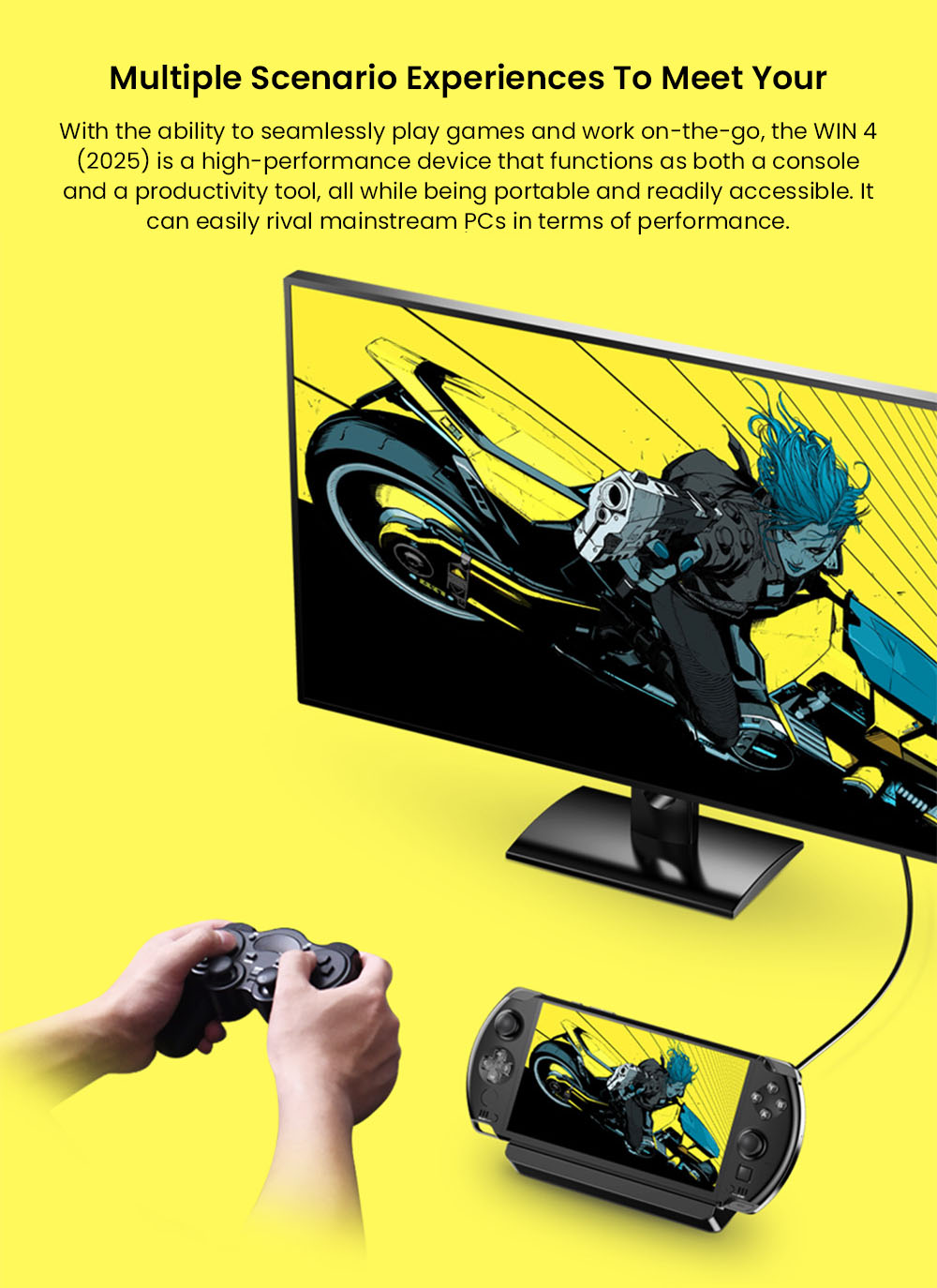 GPD WIN 4 (2025) Game Laptop, 6'' 1920x1080 Screen, AMD Ryzen AI 9 HX 370 12 Cores Max 5.1GHz, 32GB LPDDR5x RAM 2TB SSD, WiFi6E Bluetooth5.3, 1*USB4, 1*Full-featured Type-C, 1*Charging Only Type-C, 1*Oculink, 3*USB3.2, 1*HDMI2.0, 1*RJ45 - US Plug