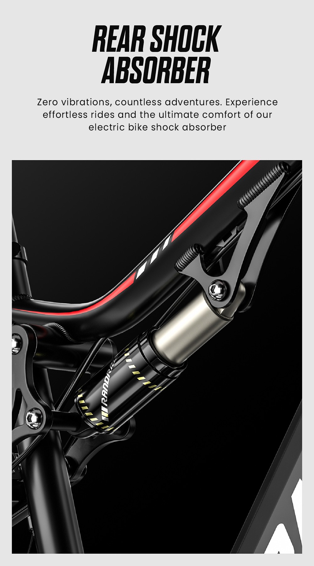 RANDRIDE YG90B Vélo électrique, Moteur 1000W, Vitesse max 45km/h, Batterie amovible 48V 17Ah, Autonomie max 80-90KM, Pneus 27.5*2.4'' CST, Charge 120kg, Shimano 21 vitesses, Frein hydraulique - Noir & Rouge