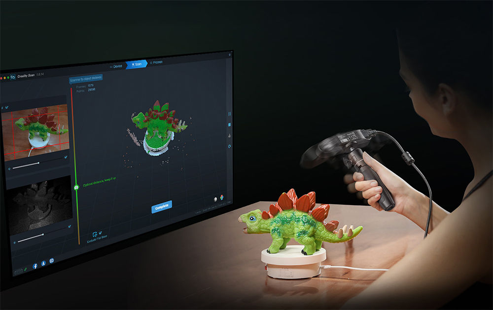 Creality CR-Scan Ferret SE 3D Scanner, Infrared Light Source, Up to 30 fps Scan Speed, 0.1mm Accuracy, 24-bit Full-Color Scanning, Anti-Shake Tracking, 560x820mm Single Capture Range, 150x150mm Minimum Scanning