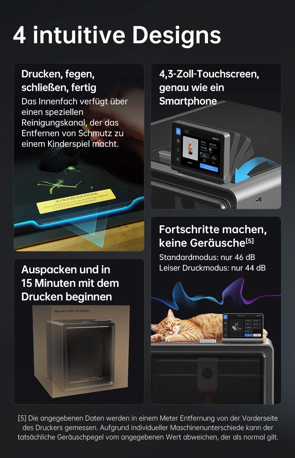 ANYCUBIC KOBRA S1 COMBO 3D-Drucker, lebendiger 8-Farben-Druck, 600 mm/s ultraschnelle Geschwindigkeit, automatische Nivellierung, 320 °C Hotend, 44 dB ultraleise, CoreXY-Konstruktion, 250 x 250 x 250 mm