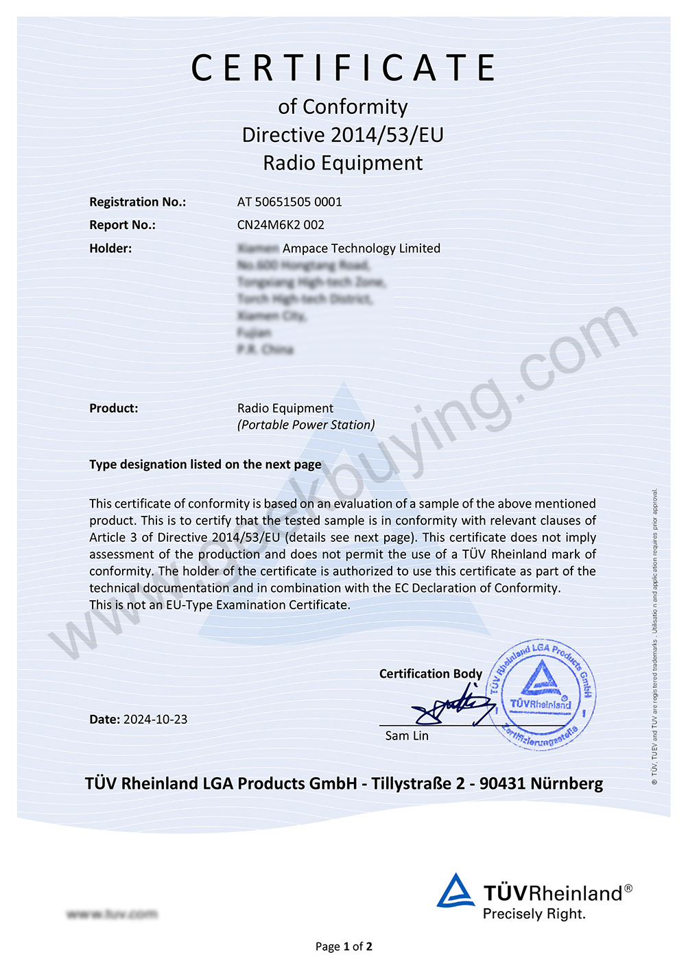 Ampace Andes 1500 Portable Power Station 1462Wh + 1x SP200 200W Foldable Solar Panel