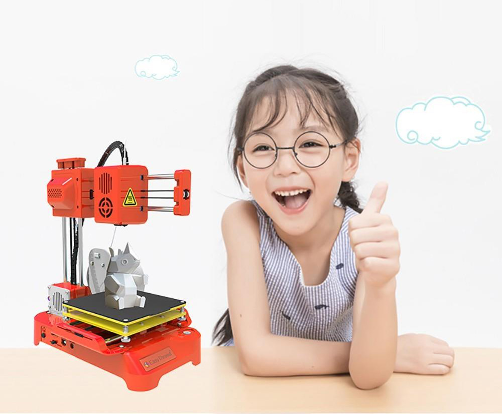 EasyThreed K7 3D Printer, 4 Leveling Buttons, 0.1-0.2mm Accuracy, 10-40mm/s Print Speed, Mute Printing, 100x100x100mm, for DIY Kids Education, Upgraded Version