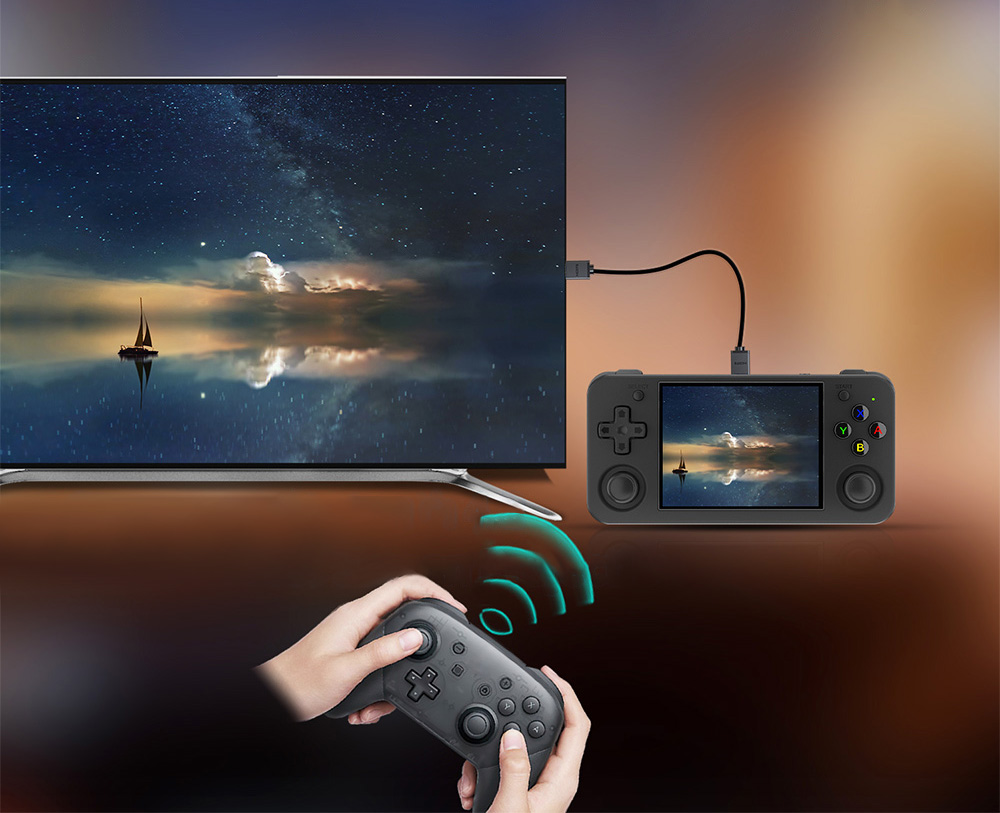 ANBERNIC RG35XX H Game Console 64GB+128GB 10000+ Games - Black