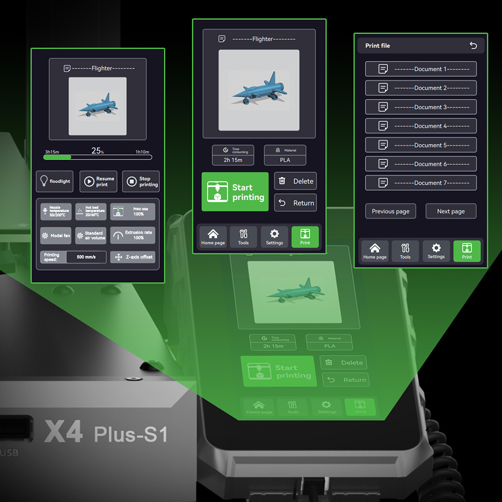 Artillery Sidewinder X4 Plus Imprimante 3D, 300*300*400mm, vitesse d'impression 500mm/s, impression haute température 300℃, rail de guidage linéaire XY-Metal, mise à niveau automatique, ventilateurs de refroidissement efficaces 8000 tr/min