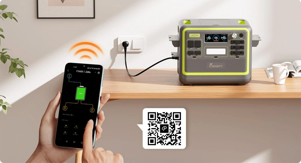 FOSSiBOT F2400 Portable Power Station Kit + 2 x FOSSiBOT SP200 18V 200W Foldable Solar Panel, 2048Wh LiFePO4 Battery 2400W Output Solar Generator, 3xAC RV Car USB Type-C QC3.0 PD DC5521 Pure Sine Wave Full Outlets, 1.5H Fast Charging