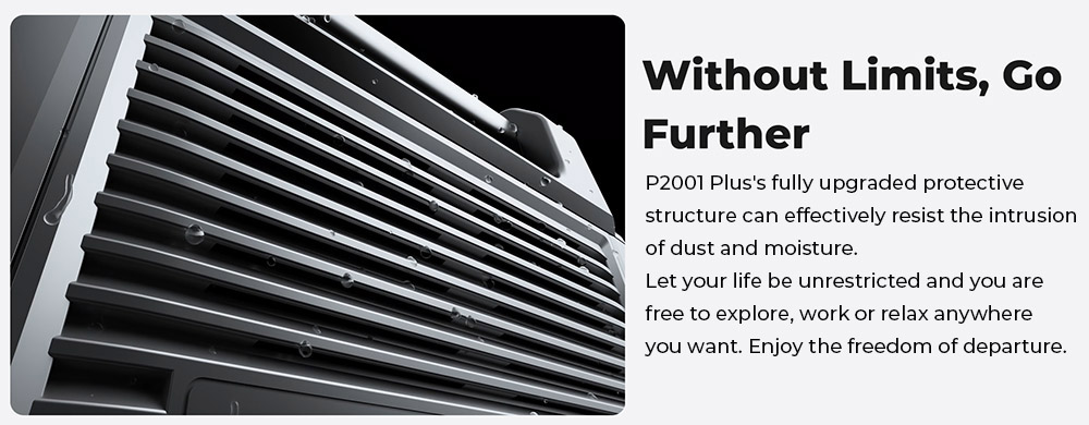 OUKITEL P2001 Plus Portable Power Station, 2400W AC Output, 2048Wh LiFePO4 Battery, 13 Outlets, 80% Charge in 1Hr, Smart APP Control, Adjust at 400W/800W/1200W/1800W, 2000W UPS < 10ms, Max. 500W Solar Input, IP54 Dust-Proof & Splash-Proof