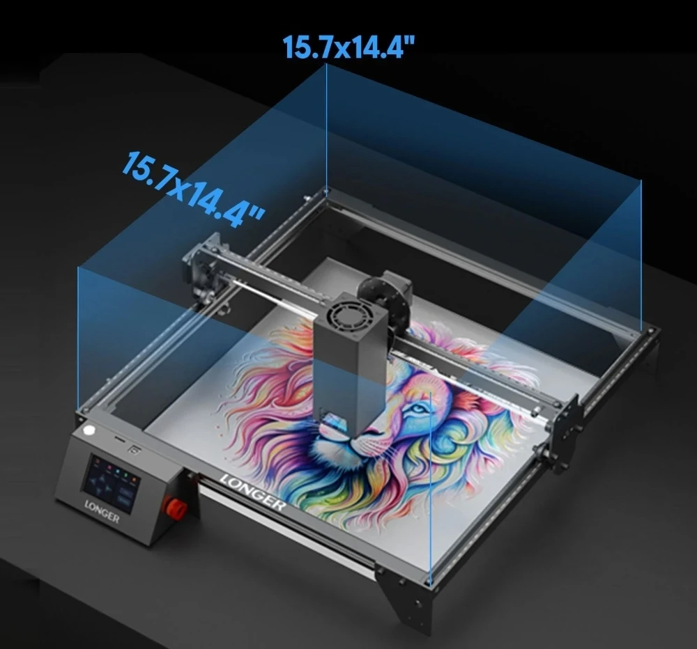 LONGER RAY5 20W Laser Engraver Cutter, Fixed Focus, 0.08*0.1mm Laser Spot, Color Touchscreen, 32-Bit Chipset, Support APP Connection, Working Area 375*375mm