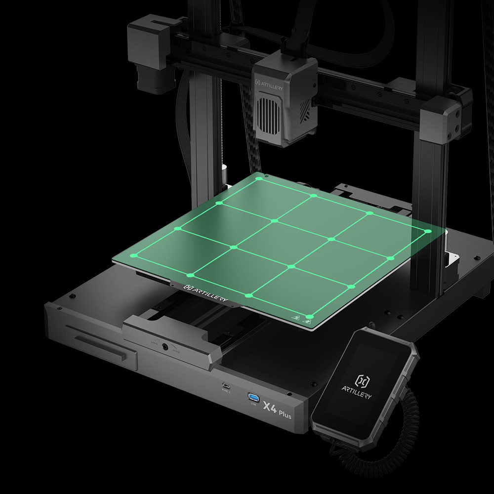 Artillery Sidewinder X4 Plus S1 3D Printer, 300*300*400mm, 500mm/s Print Speed, 300℃ High-temp Printing, XY-Metal Linear Guide Rail, Auto Levelling, 8000 rpm Efficient Cooling Fans