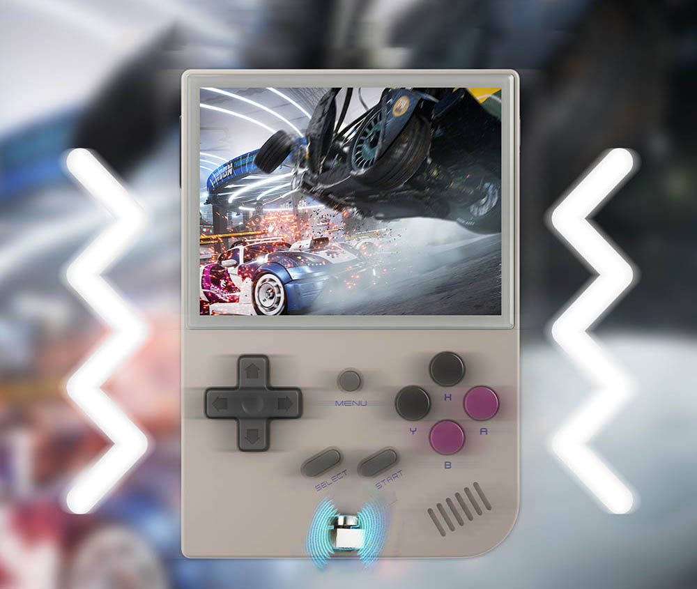 ANBERNIC RG35XX (2024 Version) Game Console, 3.5 Inch IPS Screen, Linux System, 64GB+64GB TF Card with 5000+ Games, 7 Hours of Playtime - Grey