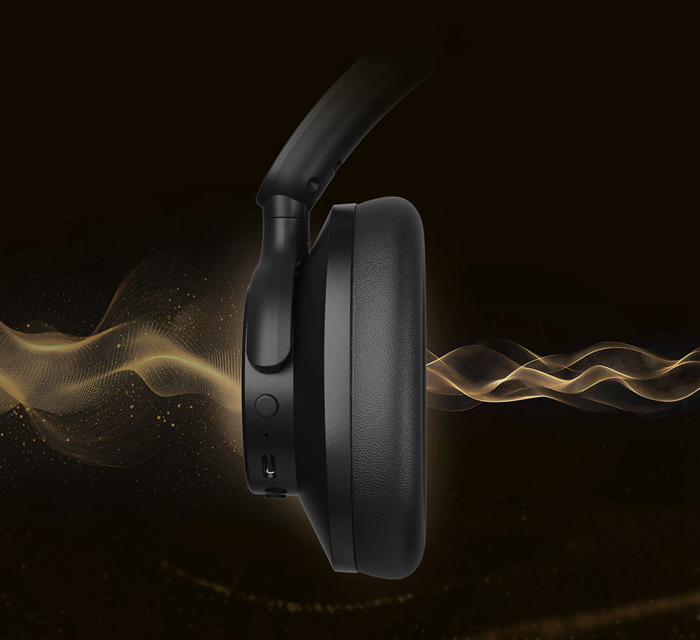 Tronsmart SOUNFII Q20S Hybrid ANC Headphones, Bluetooth 5.3, Hybrid Active Noise Cancellation, 60 Hours Playtime, Hi-Res Audio, 90° Swiveling Earpads, Pair with 2 Devices, Tronsmart App Control - Black