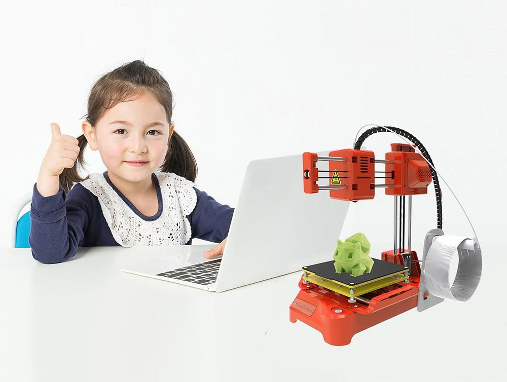 EasyThreed K7 3D Printer, 4 Leveling Buttons, 0.1-0.2mm Accuracy, 10-40mm/s Print Speed, Mute Printing, 100x100x100mm, for DIY Kids Education, Upgraded Version