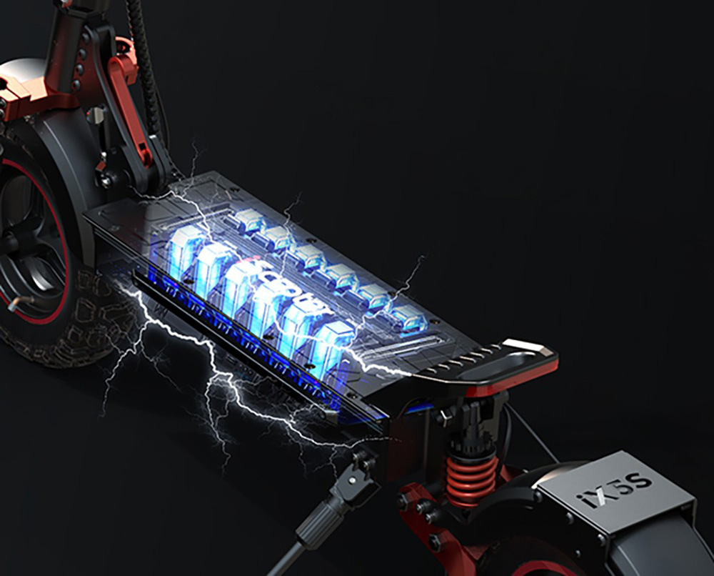 iScooter iX5S Electric Scooter, 1000W Motor, 48V 15Ah Battery, 10-inch Tire, 25km/h Max Speed, 65km Range, Dual Disc Brakes, Front & Rear Shock Absorbers