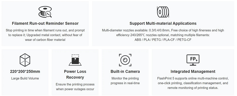 Flashforge Adventurer 4 Pro 3D Printer, 30-Point Auto Leveling, Max 300mm/s Print Speed, Built-in Camera, HEPA 13 Air Filter, PEI Build Plate, 220*200*250mm