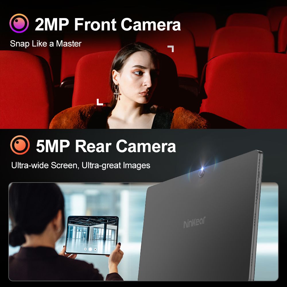 Ninkear T40 Tablette PC 2 en 1, écran tactile IPS 14'' 1920*1200, Intel N100 4 cœurs 3,4 GHz, 16 Go de RAM, 512 Go SSD, WiFi 6, Bluetooth 5.2, batterie 5000 mAh, clavier Bluetooth rétroéclairé RVB détachable, 1 * USB-C complet, 1 * USB-C de données uniquement, 1 * Micro HDMI