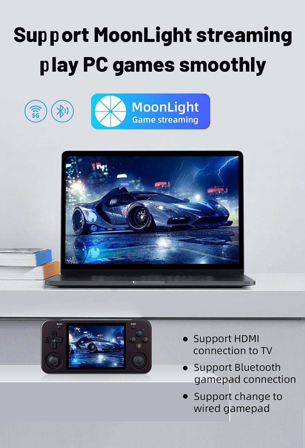 Refurbished ANBERNIC RG353M Handheld Game Console, 3.5'' IPS Screen Android 32GB high-speed eMMC 5.1 Linux 16GB, 64GB TF Card Purple