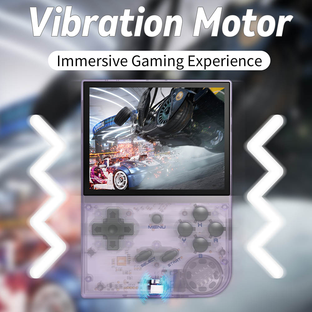 Refurbished ANBERNIC RG35XX (2024 Version) Game Console, 3.5 Inch IPS Screen, Linux System, 32GB TF Card with 5000+ Games, 7 Hours of Playtime - Transparent Purple