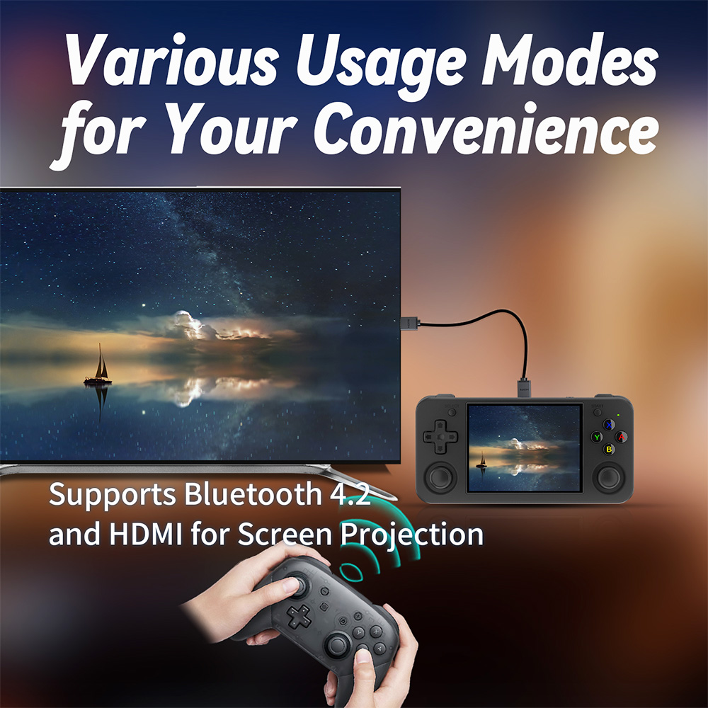 Refurbished ANBERNIC RG35XX H Game Console 32GB+128GB 10000+ Games - Black