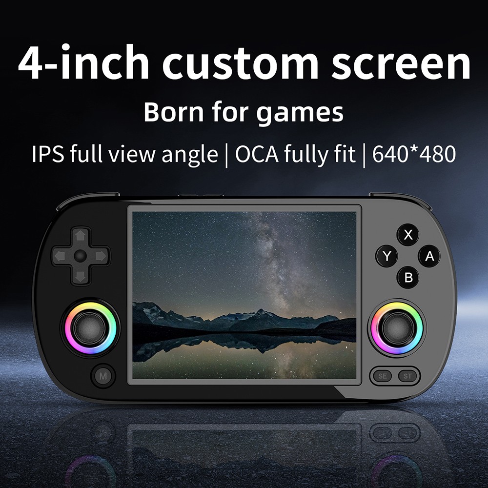 Refurbished ANBERNIC RG40XX H Retro Game Console with RGB Light, 32GB TF Card with 5000+ Games, LPDDR4 1GB, 640*480P IPS Screen, 3200mAh Battery for 6 Hours Autonomy, Linux OS, 5G Wifi Bluetooth, Moonlight Streaming - Black