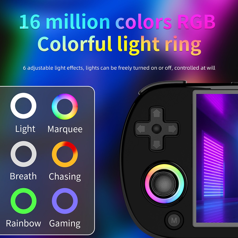 Refurbished ANBERNIC RG40XX H Retro Game Console with RGB Light, 32GB TF Card with 5000+ Games, LPDDR4 1GB, 640*480P IPS Screen, 3200mAh Battery for 6 Hours Autonomy, Linux OS, 5G Wifi Bluetooth, Moonlight Streaming - Black