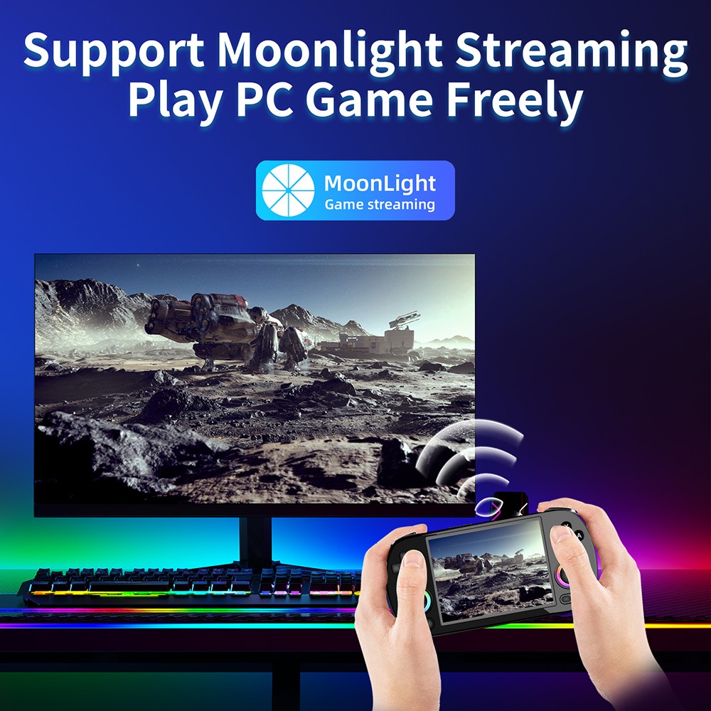 Refurbished ANBERNIC RG40XX H Retro Game Console with RGB Light, 32GB TF Card with 5000+ Games, LPDDR4 1GB, 640*480P IPS Screen, 3200mAh Battery for 6 Hours Autonomy, Linux OS, 5G Wifi Bluetooth, Moonlight Streaming - Black