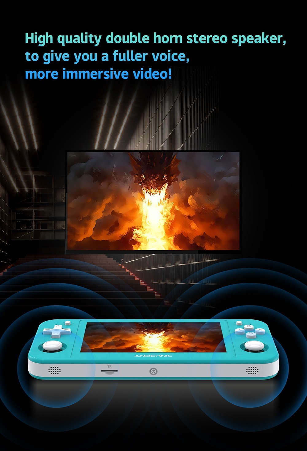 Refurbished ANBERNIC RG505 Handheld Game Console, Unisoc Tiger T618 64-bit Cota-core, 4.95'' OLED Touch Screen 4+128GB Android 12