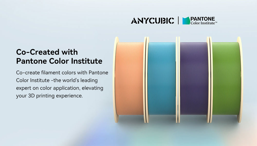 Refurbished 4kg Anycubic Pantone PLA Filament - Peach Fuzz, Interstellar Violet, Spring Leaf, Tropical Turquoise