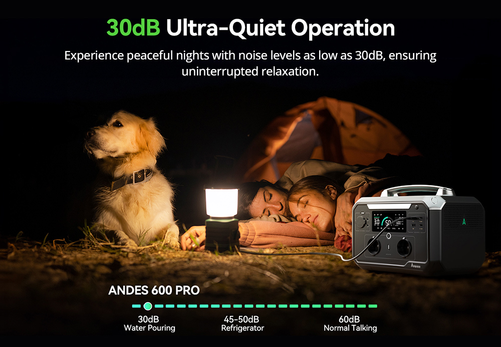 Ampace Andes 600 Pro Station d'alimentation portable, batterie LiFePO4 584 Wh, Générateur solaire SiCPrime 600W (pic 1800W), Recharge à 80% en 1h, 2 sorties AC, 2 USB - A, 2 USB-C, 2 ports 5521, 1 prise de voiture, 2000 cycles, Contrôle via APP