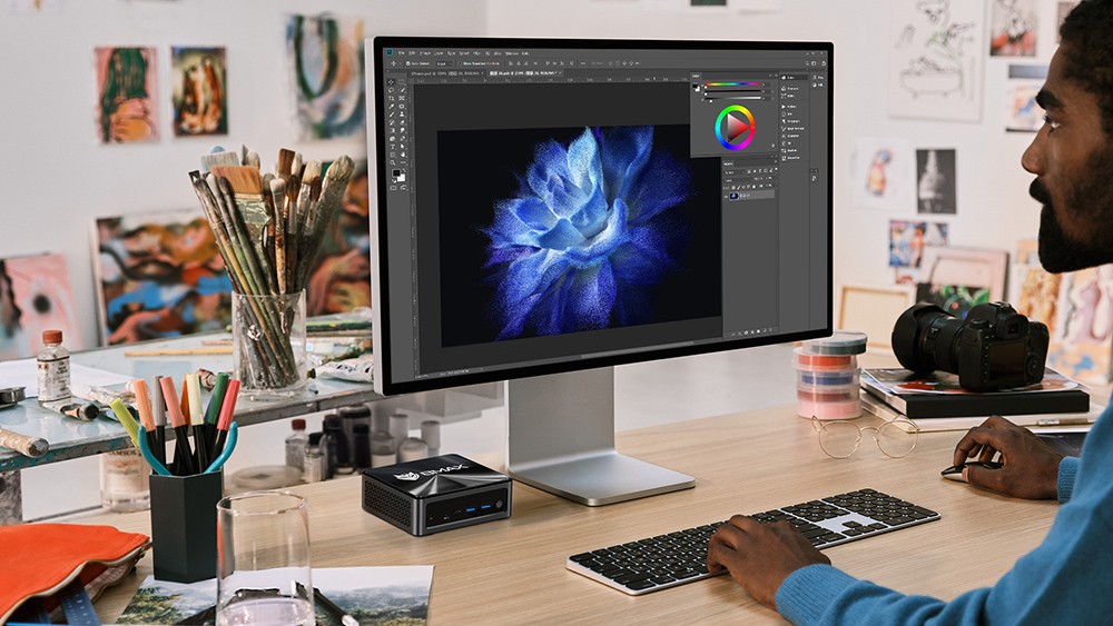 BMAX B9 Power Mini-PC, Intel Core i9-12900H 14 Kerne, max. 5,0 GHz, 32 GB RAM, 1 TB SSD, DP+HDMI+Typ-C 4K-Dreifachdisplay, unterstützt dynamisches HDR, WiFi 6, Bluetooth 5.2, 2 x USB 3.2, 2 x USB 2.0, 1 x RJ45, 1 x 3,5-mm-Headset-Buchse, Space Capsule-Kühlsystem