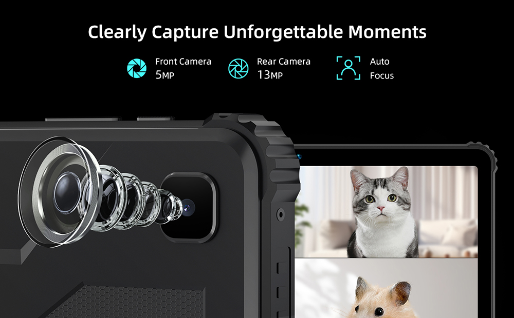 BMAX I10 S Pro Rugged Tablet, 10.1 inch 1920*1200 IPS Touchscreen, UNISOC T616 8 Cores Max 2.0GHz, 14GB RAM (6GB +8GB Expansion) 128GB ROM, Android 14, 2.4/5GHz WiFi Bluetooth 5.0, 13MP+5MP Camera, 10000mAh Battery, GPS/Galileo/GLONASS/BDS, 4G LTE