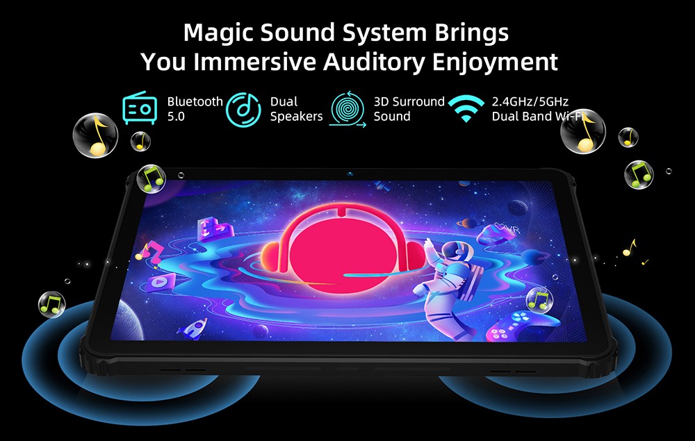 BMAX I10 S Pro Rugged Tablet, 10.1 inch 1920*1200 IPS Touchscreen, UNISOC T616 8 Cores Max 2.0GHz, 14GB RAM (6GB +8GB Expansion) 128GB ROM, Android 14, 2.4/5GHz WiFi Bluetooth 5.0, 13MP+5MP Camera, 10000mAh Battery, GPS/Galileo/GLONASS/BDS, 4G LTE