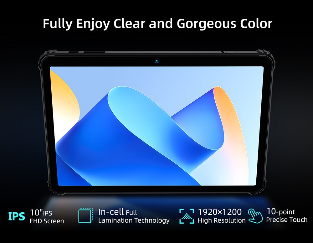 BMAX I10 S Pro Rugged Tablet, 10.1 inch 1920*1200 IPS Touchscreen, UNISOC T616 8 Cores Max 2.0GHz, 14GB RAM (6GB +8GB Expansion) 128GB ROM, Android 14, 2.4/5GHz WiFi Bluetooth 5.0, 13MP+5MP Camera, 10000mAh Battery, GPS/Galileo/GLONASS/BDS, 4G LTE