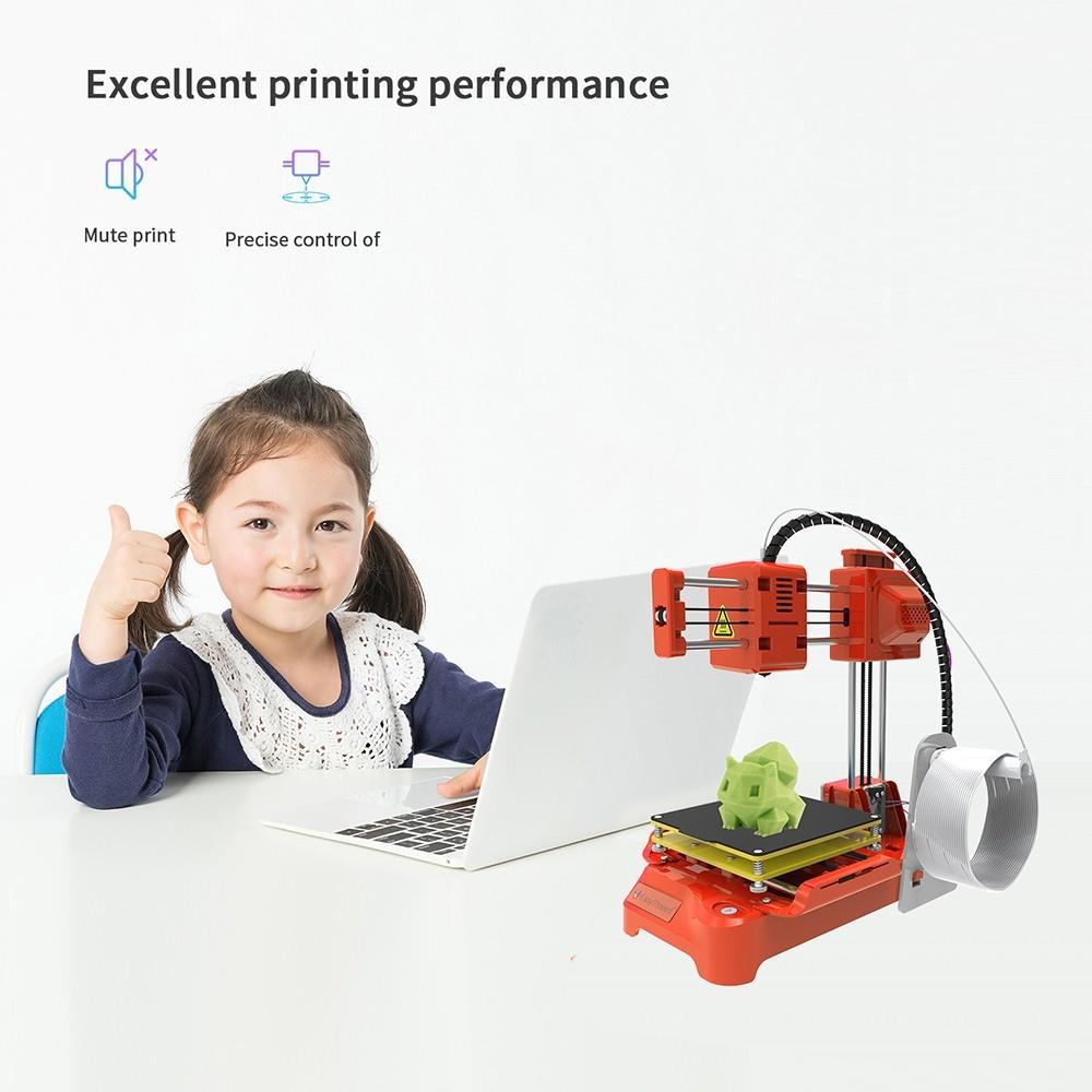 Refurbished EasyThreed K7 3D Printer, 4 Leveling Buttons, 0.1-0.2mm Accuracy, 10-40mm/s Print Speed, Mute Printing, 100x100x100mm, for DIY Kids Education, Upgraded Version