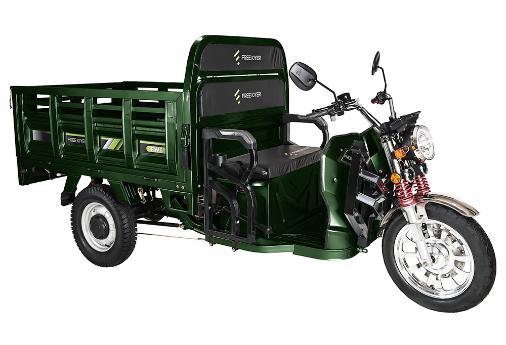 Freejoyer FW5 Electric Cargo Tricycle, 3000W Motor, 72V 58Ah Battery, 45km/h Max Speed, 86km Range, Front Disc Brake & Rear Drum Brake, Front & Rear Shock Absorption - Green