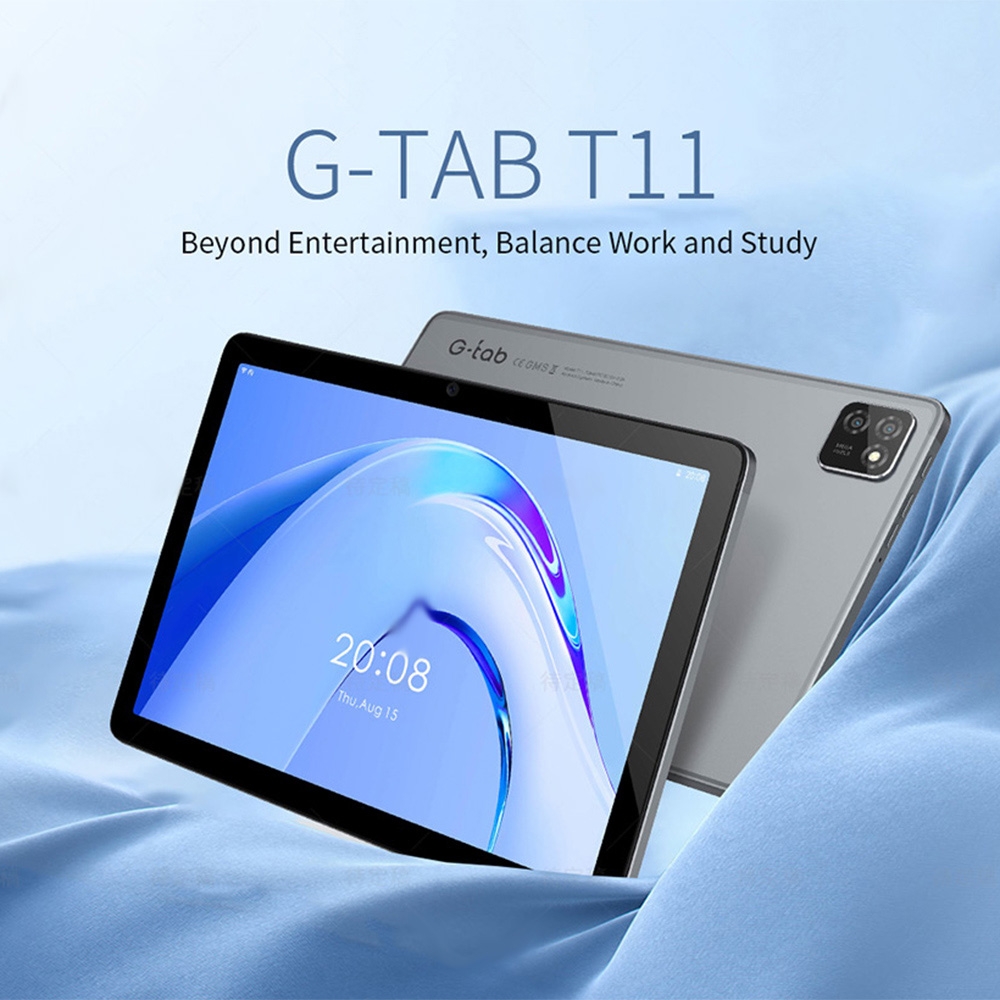 G-tab T11 Android 14 Tablette, écran IPS 10,1 pouces 1280*800, Unisoc T606 8 cœurs, 8 Go de RAM (extension 4 Go + 4 Go) 128 Go de ROM, WiFi 2,4/5 GHz Bluetooth 5.0, batterie 6580 mAh, appareil photo 8 MP + 13 MP, double 4G LTE, Widevine L1