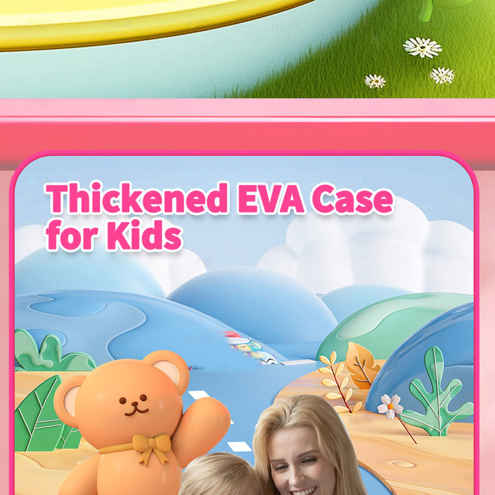 G-tab T7 Kids Tablet, 7 inch 1024*600 IPS Screen, Android 14, 1.5GHz Quad-core CPU, 4GB RAM (2GB +2GB Expansion) 64GB ROM, 2.4/5GHz WiFi, 3000mAh Battery, 2MP+2MP Camera - Pink