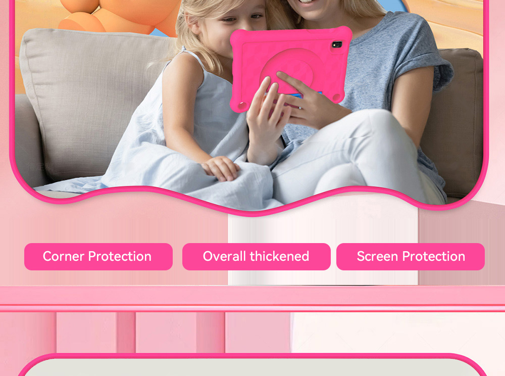 G-tab T7 Kids Tablet, 7 inch 1024*600 IPS Screen, Android 14, 1.5GHz Quad-core CPU, 4GB RAM (2GB +2GB Expansion) 64GB ROM, 2.4/5GHz WiFi, 3000mAh Battery, 2MP+2MP Camera - Pink