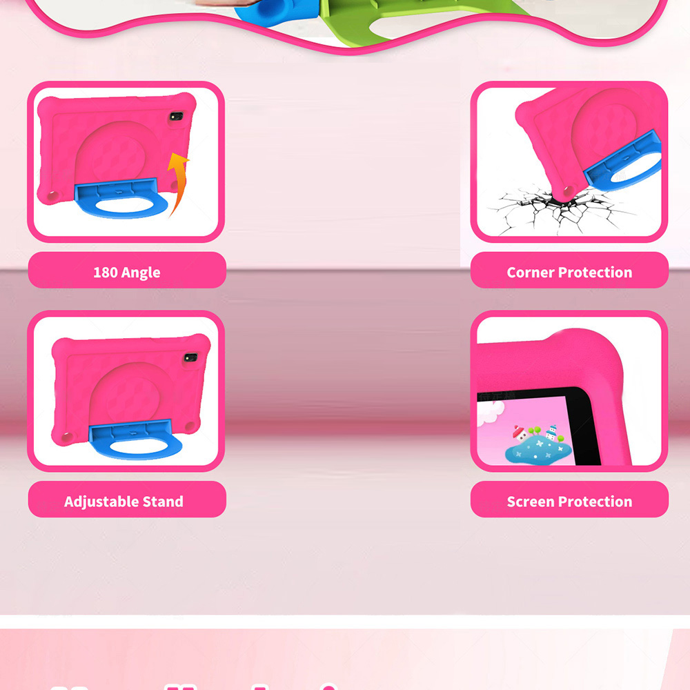 G-tab T7 Kids Tablet, 7 inch 1024*600 IPS Screen, Android 14, 1.5GHz Quad-core CPU, 4GB RAM (2GB +2GB Expansion) 64GB ROM, 2.4/5GHz WiFi, 3000mAh Battery, 2MP+2MP Camera - Pink