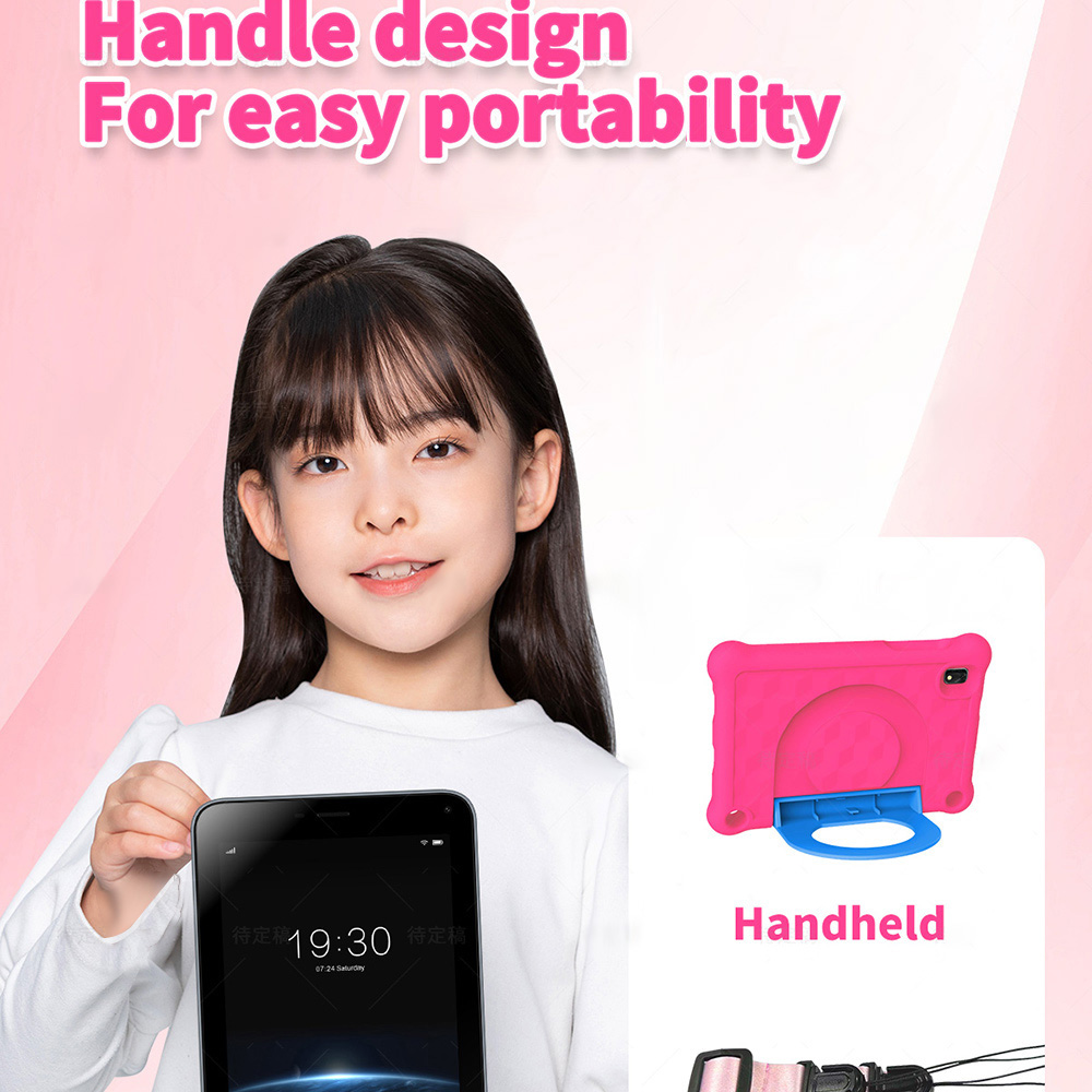 G-tab T7 Kids Tablet, 7 inch 1024*600 IPS Screen, Android 14, 1.5GHz Quad-core CPU, 4GB RAM (2GB +2GB Expansion) 64GB ROM, 2.4/5GHz WiFi, 3000mAh Battery, 2MP+2MP Camera - Pink