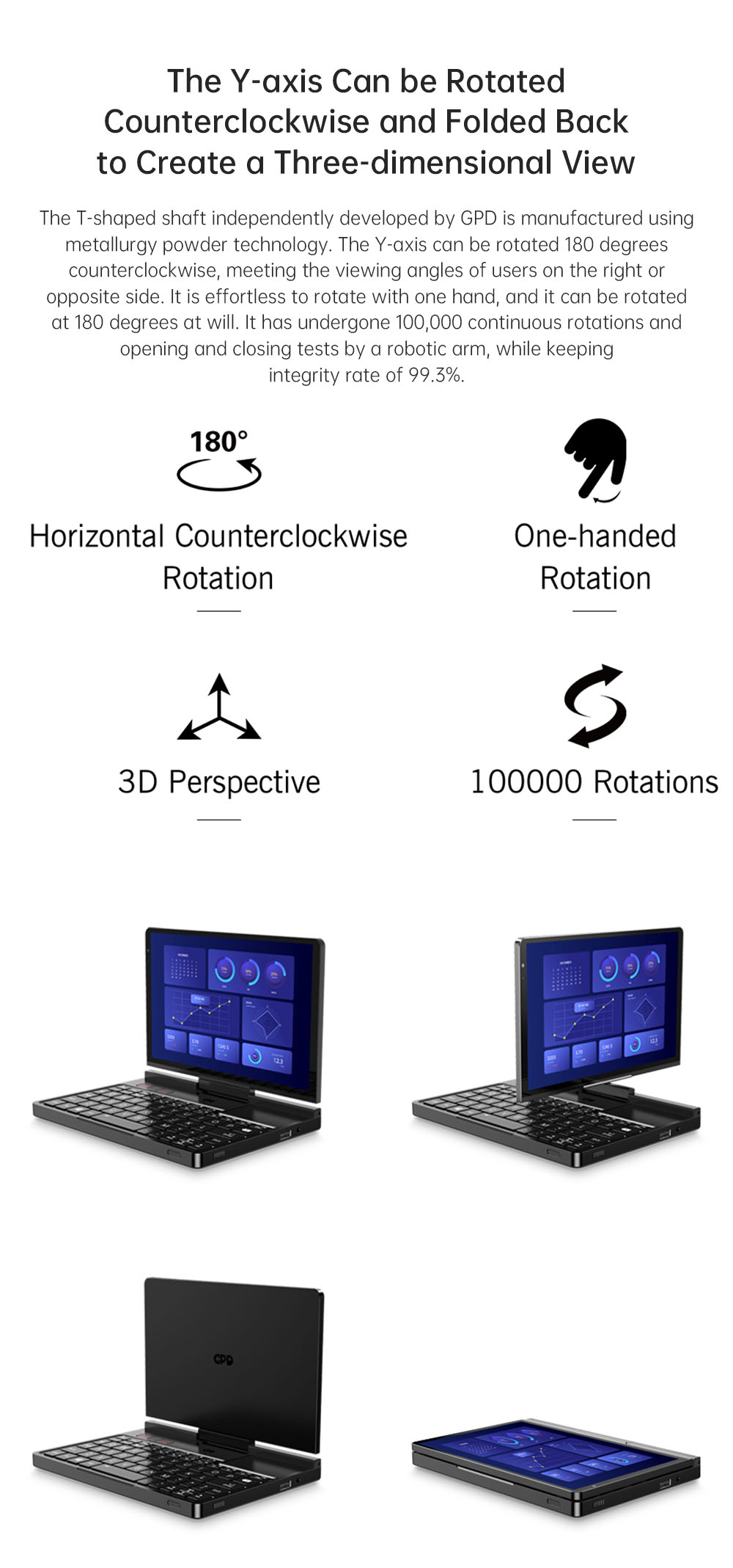 GPD Pocket 4 Handheld Laptop, 8.8'' 2560*1600 Touchscreen, 144Hz Refresh Rate, AMD Ryzen 7 8840U 8 Cores Max 5.1GHz, 16GB RAM 1TB SSD, WiFi6E Bluetooth5.3, 1*USB4, 1*HDMI, 1*Full-Featured USB-C, 1*USB3.2, 1*USB2.0, 1*microSD, 1*RJ45 - EU Plug