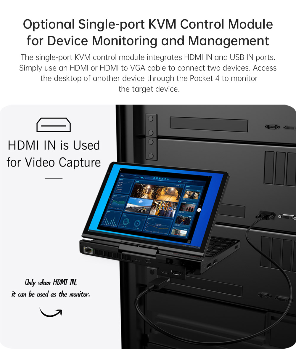 GPD Pocket 4 Handheld Laptop, 8.8'' 2560*1600 Touchscreen, 144Hz Refresh Rate, AMD Ryzen 7 8840U 8 Cores Max 5.1GHz, 16GB RAM 1TB SSD, WiFi6E Bluetooth5.3, 1*USB4, 1*HDMI, 1*Full-Featured USB-C, 1*USB3.2, 1*USB2.0, 1*microSD, 1*RJ45 - EU Plug